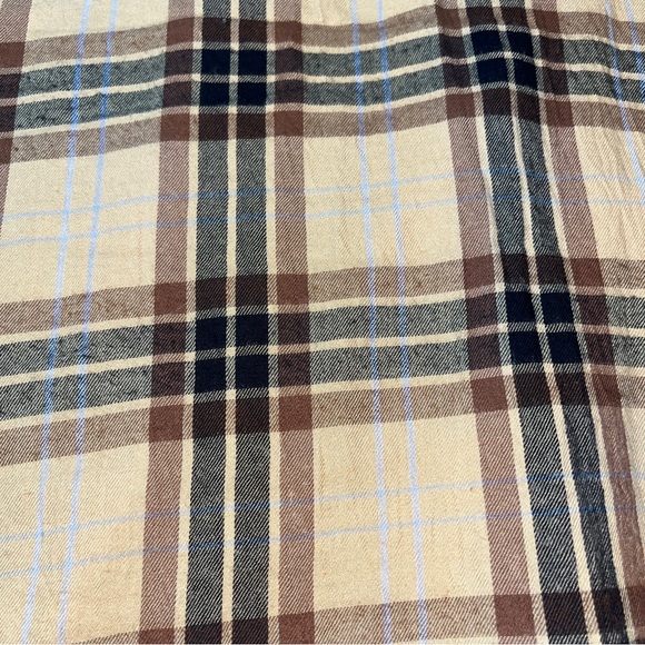 KAVU brown Tan Plaid 1/2 Button Flannel Shirt Big Front Pockets Tunic Cotton Med - Picture 8 of 13